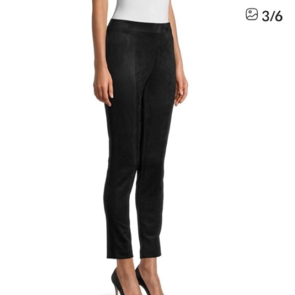 🖤Calvin Klein Black Faux Suede Front Power Stretch Leggings Pants NWOT M